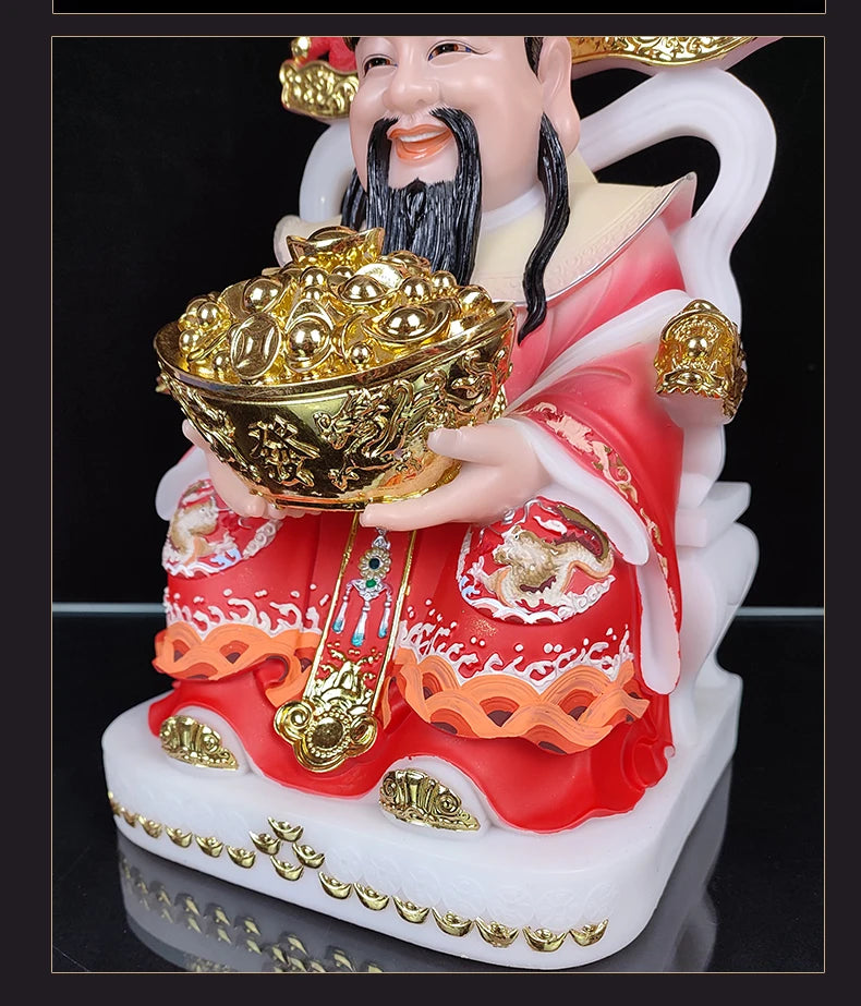 2023 Asia HOME Company Shrine Worship Good luck Mammon God of Wealth CAI SHEN YE jade statue Recruit money Prosper business