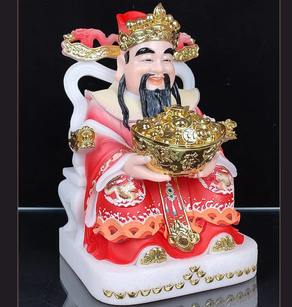 2023 Asia HOME Company Shrine Worship Good luck Mammon God of Wealth CAI SHEN YE jade statue Recruit money Prosper business