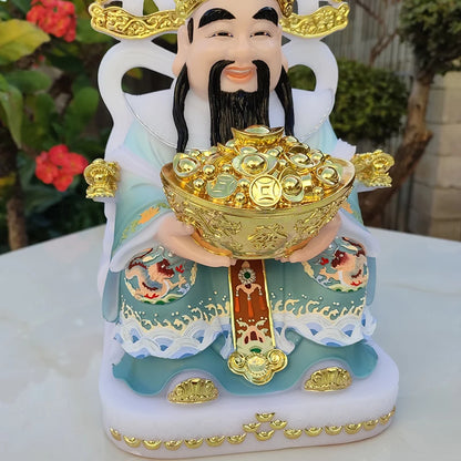 2023 Asia HOME Company Shrine Worship Good luck fortune God of Wealth CAI SHEN YE jade statue Recruit money Prosper business