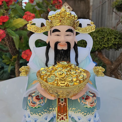 2023 Asia HOME Company Shrine Worship Good luck fortune God of Wealth CAI SHEN YE jade statue Recruit money Prosper business