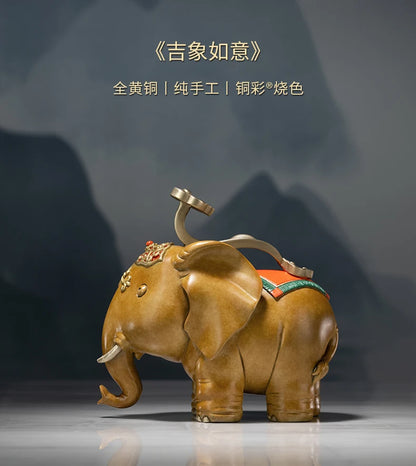 2023 Asia Indonesia Thailand Advanced crafts Auspicious lucky RU YI Elephant COPPER statue Recruit wealth good luck mascot