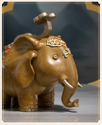 2023 Asia Indonesia Thailand Advanced crafts Auspicious lucky RU YI Elephant COPPER statue Recruit wealth good luck mascot