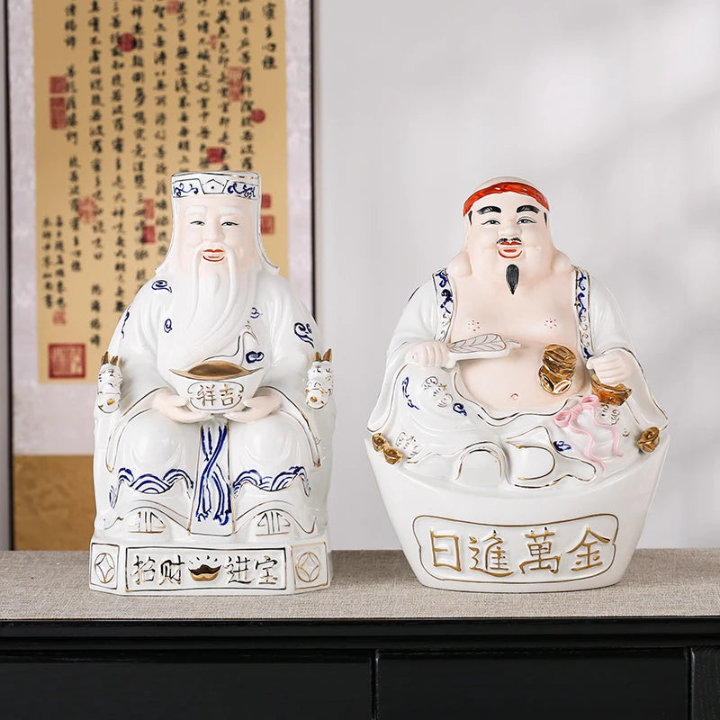 2023  Asia Indonesia Vietnam Thailand HOME SHOP Porcelain TU DI GONG God of wealth Mammon statue Bring good luck Recruit wealth
