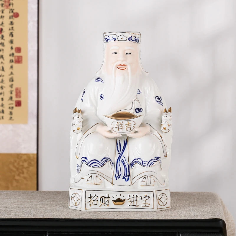 2023  Asia Indonesia Vietnam Thailand HOME SHOP Porcelain TU DI GONG God of wealth Mammon statue Bring good luck Recruit wealth