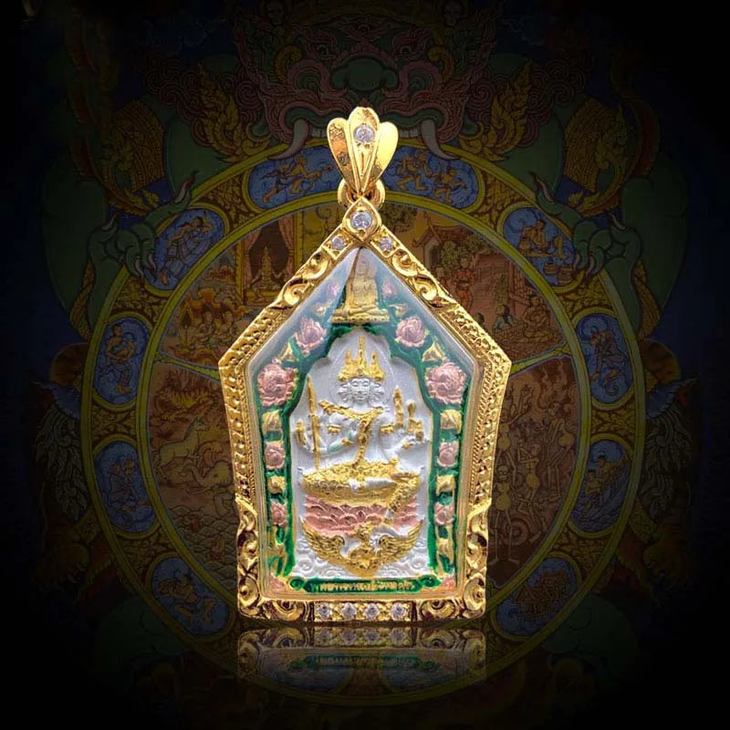 2023  Asia Thailand GOOD Four sided God Buddha Mammon Pendant Temple Amulet bless good luck Recruit wealth all powerful talisman