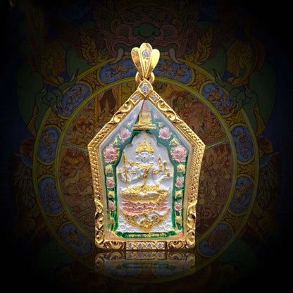 2023  Asia Thailand GOOD Four sided God Buddha Mammon Pendant Temple Amulet bless good luck Recruit wealth all powerful talisman