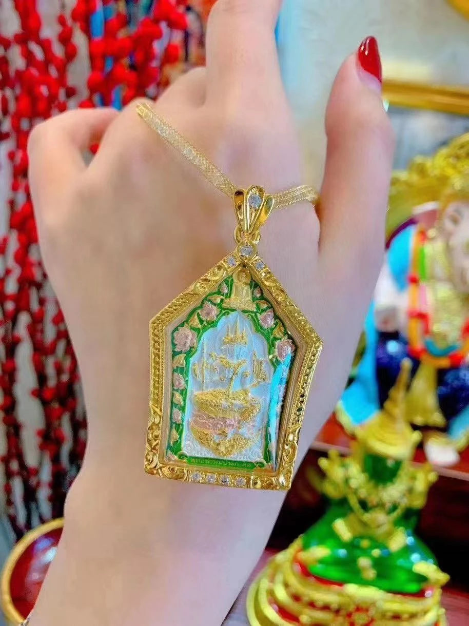 2023  Asia Thailand GOOD Four sided God Buddha Mammon Pendant Temple Amulet bless good luck Recruit wealth all powerful talisman