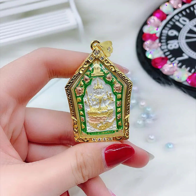 2023  Asia Thailand GOOD Four sided God Buddha Mammon Pendant Temple Amulet bless good luck Recruit wealth all powerful talisman
