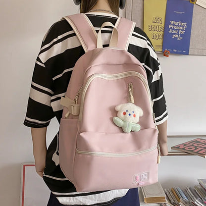 2023 Cool Girl Boy Nylon School Bag Women Solid Color Laptop College Backpack Female Leisure Travel Book Bag Ladies Men Fashion