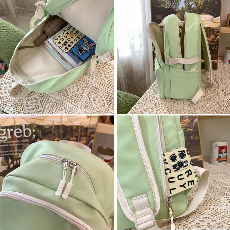 2023 Cool Girl Boy Nylon School Bag Women Solid Color Laptop College Backpack Female Leisure Travel Book Bag Ladies Men Fashion