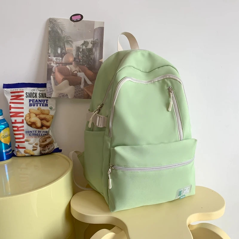 2023 Cool Girl Boy Nylon School Bag Women Solid Color Laptop College Backpack Female Leisure Travel Book Bag Ladies Men Fashion