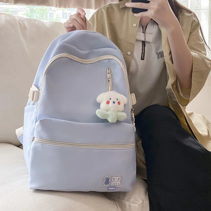 2023 Cool Girl Boy Nylon School Bag Women Solid Color Laptop College Backpack Female Leisure Travel Book Bag Ladies Men Fashion