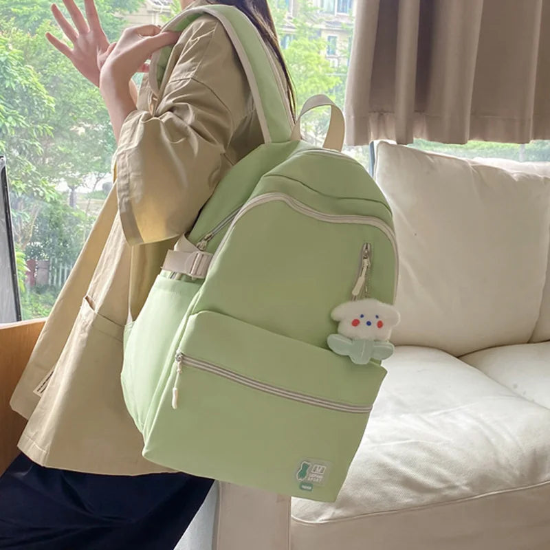 2023 Cool Girl Boy Nylon School Bag Women Solid Color Laptop College Backpack Female Leisure Travel Book Bag Ladies Men Fashion