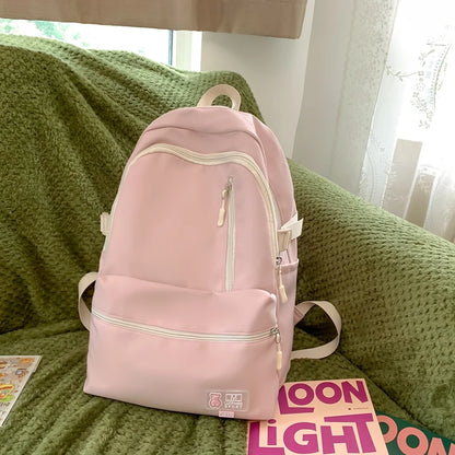 2023 Cool Girl Boy Nylon School Bag Women Solid Color Laptop College Backpack Female Leisure Travel Book Bag Ladies Men Fashion