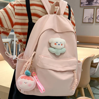 2023 Cute Waterproof Solid Color Nylon Women Backpack College Style Travel Rucksack School Bags for Teenage Girl Boys New