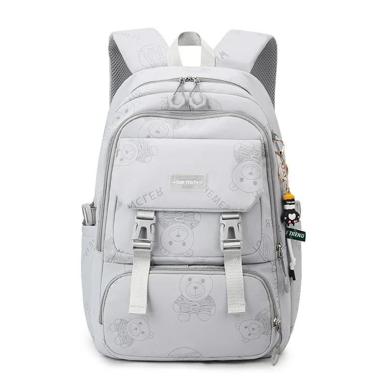 2023 Cute Women Nylon Backpack for Teenagers Girls Cartoon Kids School Bag Female Travel Rucksack Large Capacity Student Bookbag