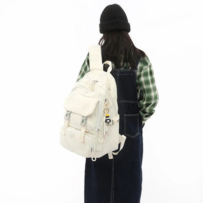 2023 Cute Women Nylon Backpack for Teenagers Girls Cartoon Kids School Bag Female Travel Rucksack Large Capacity Student Bookbag