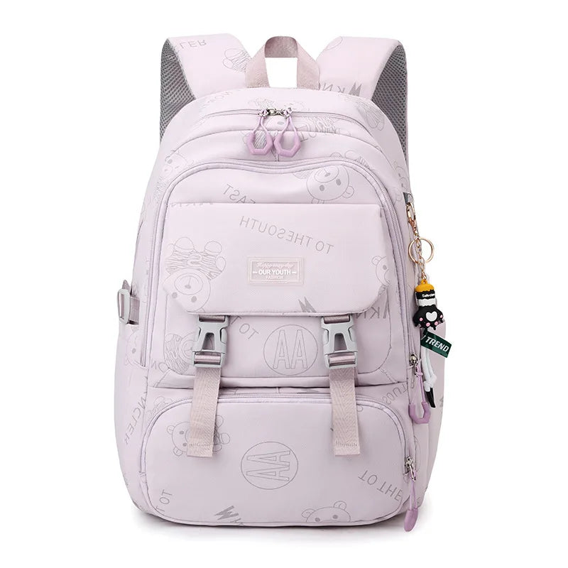 2023 Cute Women Nylon Backpack for Teenagers Girls Cartoon Kids School Bag Female Travel Rucksack Large Capacity Student Bookbag