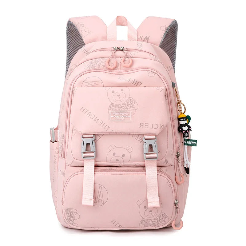 2023 Cute Women Nylon Backpack for Teenagers Girls Cartoon Kids School Bag Female Travel Rucksack Large Capacity Student Bookbag