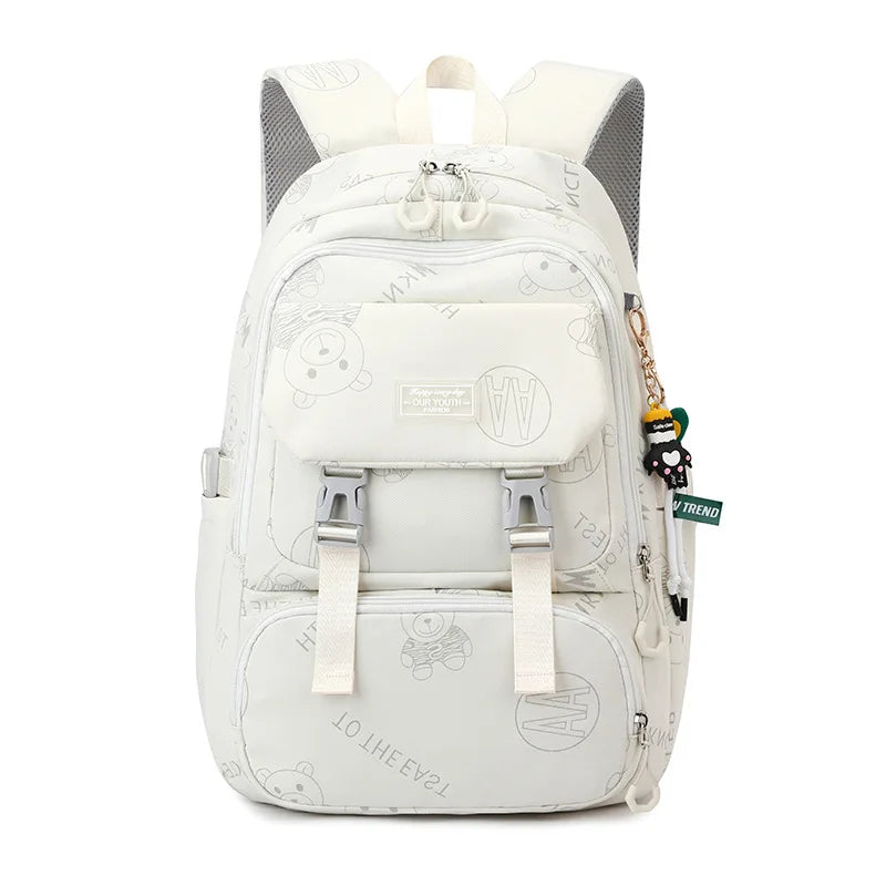 2023 Cute Women Nylon Backpack for Teenagers Girls Cartoon Kids School Bag Female Travel Rucksack Large Capacity Student Bookbag