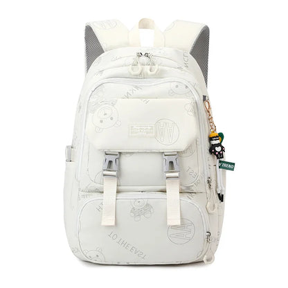 2023 Cute Women Nylon Backpack for Teenagers Girls Cartoon Kids School Bag Female Travel Rucksack Large Capacity Student Bookbag
