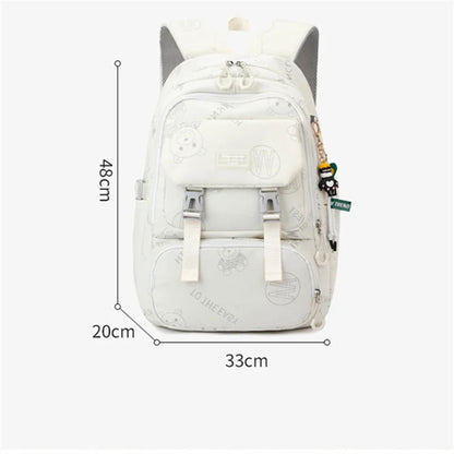 2023 Cute Women Nylon Backpack for Teenagers Girls Cartoon Kids School Bag Female Travel Rucksack Large Capacity Student Bookbag