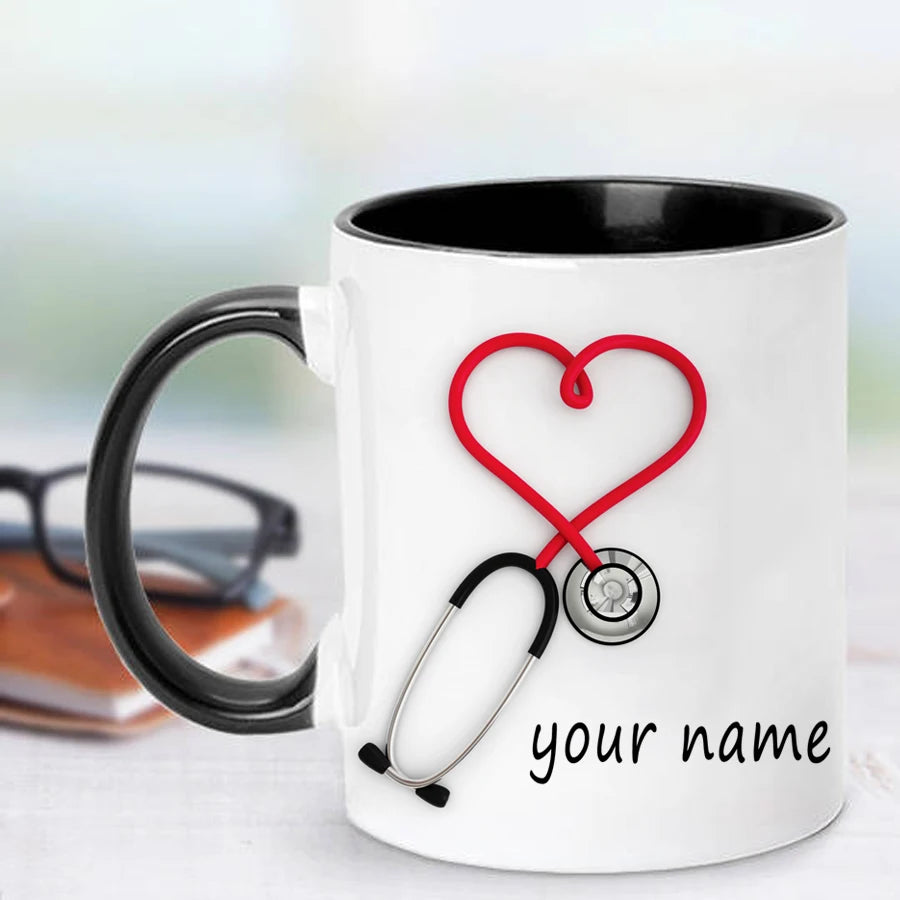 2023 Doctors Gift Hospital Customization Stethoscope Funny and Unique Ceramic Coffee Cup Mug Mugs Coffee Cups Unusual Tea Cup