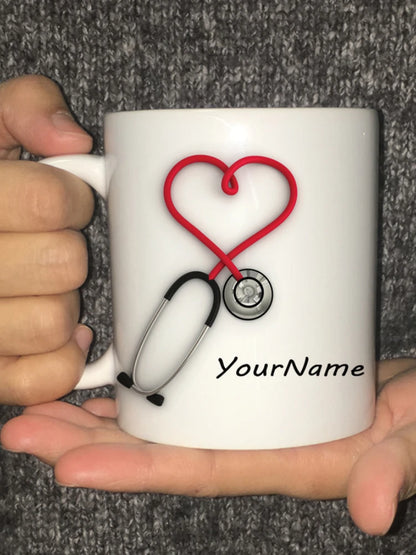 2023 Doctors Gift Hospital Customization Stethoscope Funny and Unique Ceramic Coffee Cup Mug Mugs Coffee Cups Unusual Tea Cup
