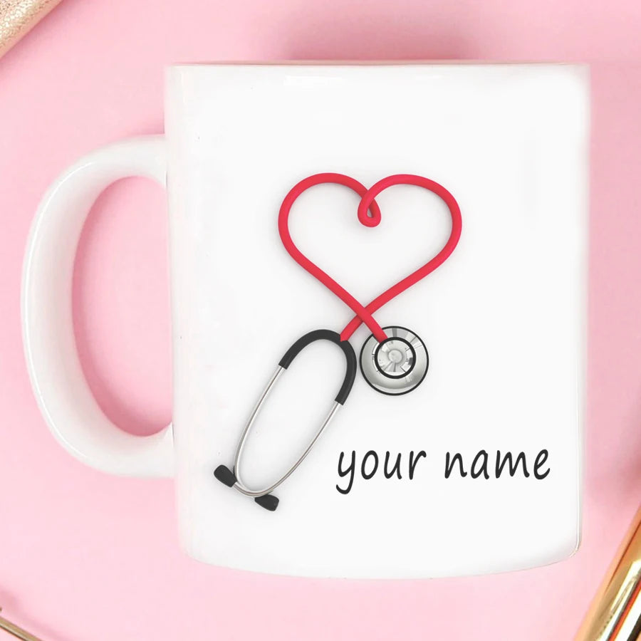 2023 Doctors Gift Hospital Customization Stethoscope Funny and Unique Ceramic Coffee Cup Mug Mugs Coffee Cups Unusual Tea Cup