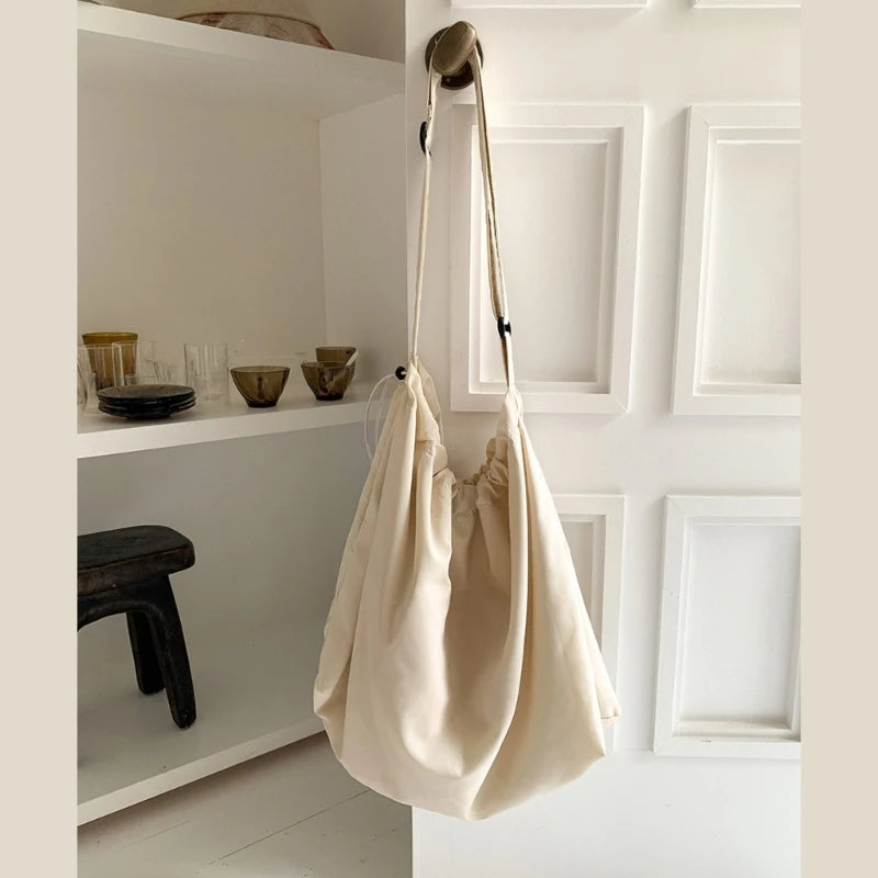 2023 Drawstring Shoulder Bag for Women Girl Nylon Tote Bag Crossbody Bag