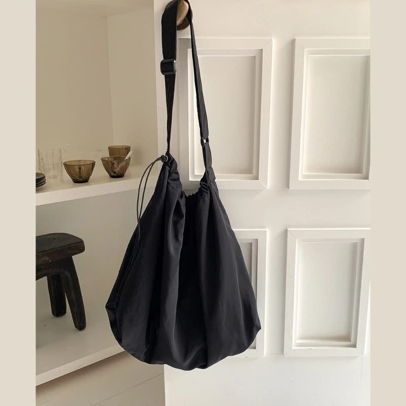 2023 Drawstring Shoulder Bag for Women Girl Nylon Tote Bag Crossbody Bag