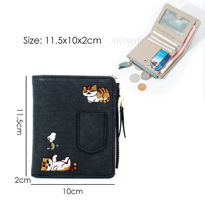2023 Embroidery Short Purses for Women Mini Personality Student Ultra-thin Zipper Female Wallets and Purses Cute Bird Money Bag