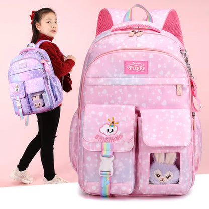 2023 Fashion Cartoon Rabbit Decorative Girl's Schoolbag Children's school backpack in 2 sizes Comfortable breathable school bags