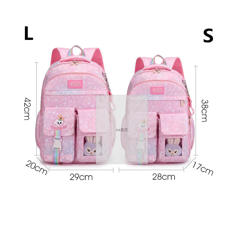 2023 Fashion Cartoon Rabbit Decorative Girl's Schoolbag Children's school backpack in 2 sizes Comfortable breathable school bags