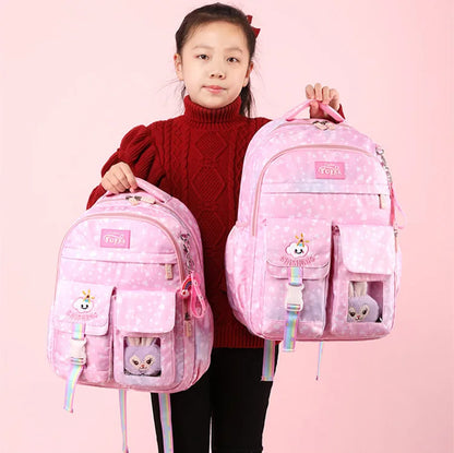 2023 Fashion Cartoon Rabbit Decorative Girl's Schoolbag Children's school backpack in 2 sizes Comfortable breathable school bags