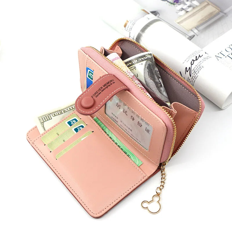 2023 Fashion Embroidered Flower Purses Women's Short Wallets Zipper Buckle Zero Purse Mini Card Bag Small Portefeuille Femme