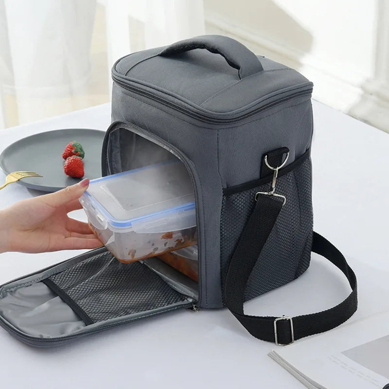2023 Fashion Waterproof Thermal Lunch Bag For Women Men Reusable Picnic Shoulder Bags Students Work School Dinner Box Thermobag