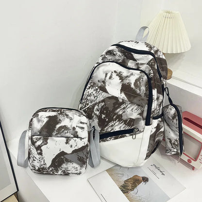 2023 Fashion tie dye printed women's backpack Chinese style camouflage children school backpack for boys girls kids schoolbags