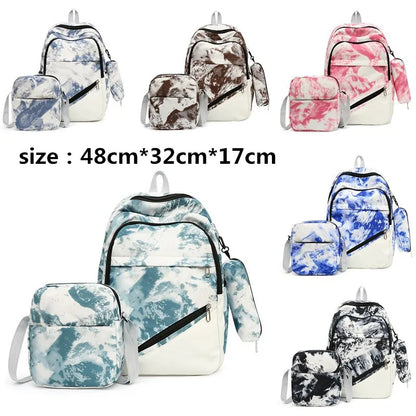 2023 Fashion tie dye printed women's backpack Chinese style camouflage children school backpack for boys girls kids schoolbags