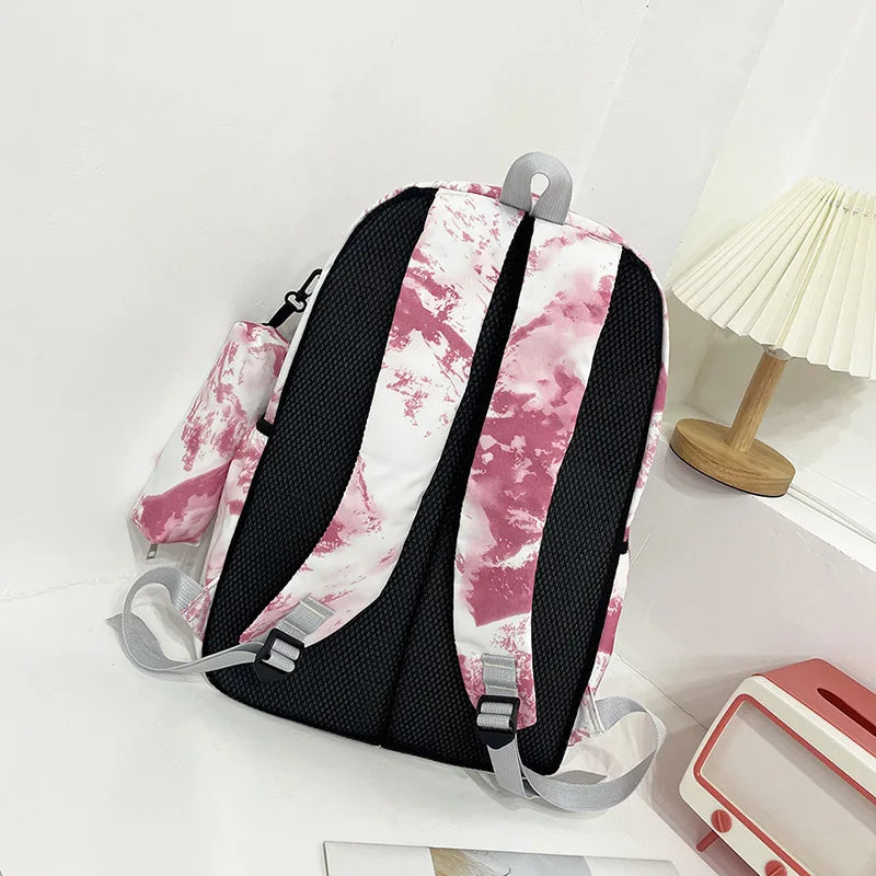 2023 Fashion tie dye printed women's backpack Chinese style camouflage children school backpack for boys girls kids schoolbags