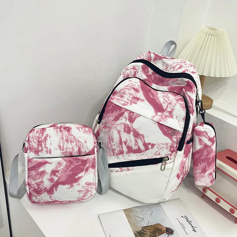2023 Fashion tie dye printed women's backpack Chinese style camouflage children school backpack for boys girls kids schoolbags