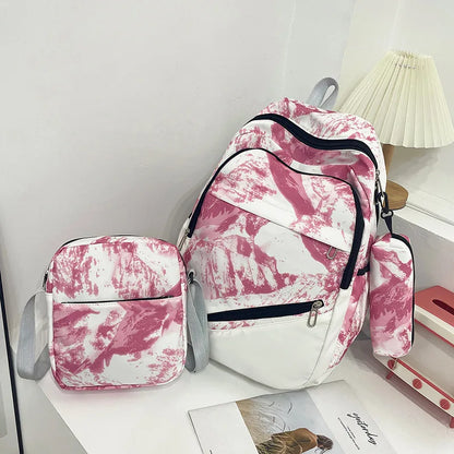 2023 Fashion tie dye printed women's backpack Chinese style camouflage children school backpack for boys girls kids schoolbags