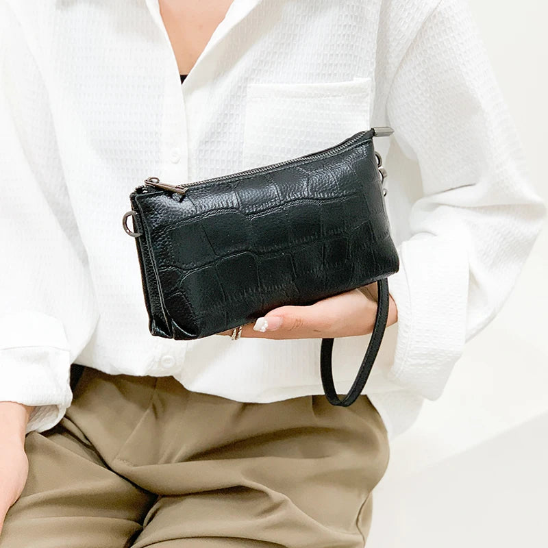 2023 Female Small Messenger Tote Sac Luxury Genuine Leather Women's Phone Bag Wallets Fashion Shoulder Messenger Bags For Women