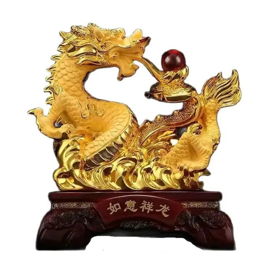 2023 Free shipping resin dragon bead handicraft furnishing articles Prosperous home decoration decoration mascot fengshui statue