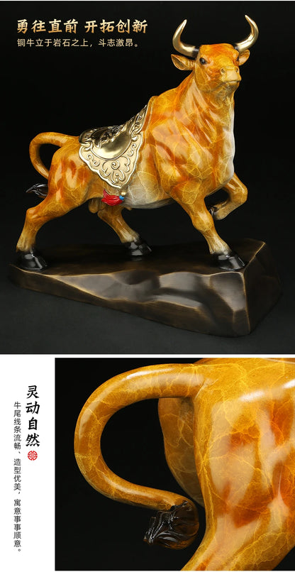 2023 Good luck home OFFICE CLUB Business Stock market finance Mascot bring wealth money LUCK bronze Fortune COW BULL statue