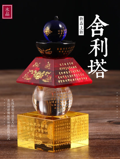 2023 HOME CAR Altar Buddhist safety healthy talisman Amulet crystal buddha Pagoda tower Sacred Sarita stupa Manna bottle