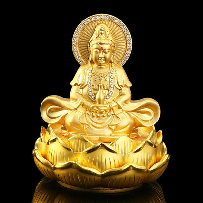 2023 HOME CAR SHOP GOOD talisman Bless safety Goddess Guanyin Bodhisattva copper buddha statue + GOOD LUCK gold card Amulet