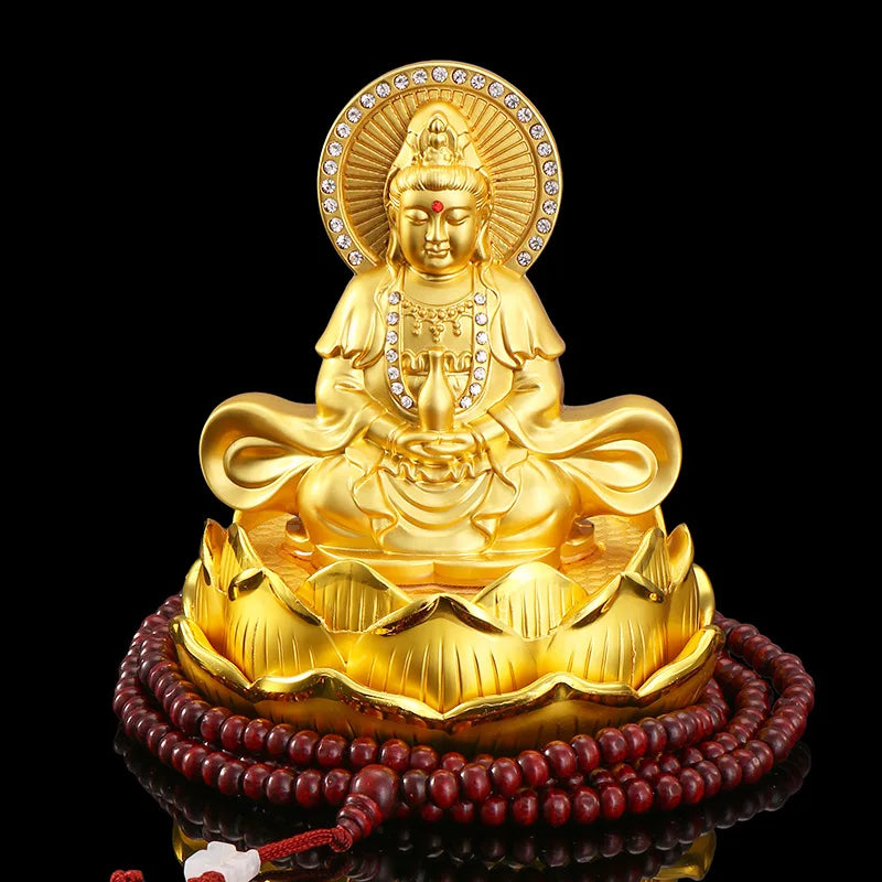 2023 HOME CAR SHOP GOOD talisman Bless safety Goddess Guanyin Bodhisattva copper buddha statue + GOOD LUCK gold card Amulet