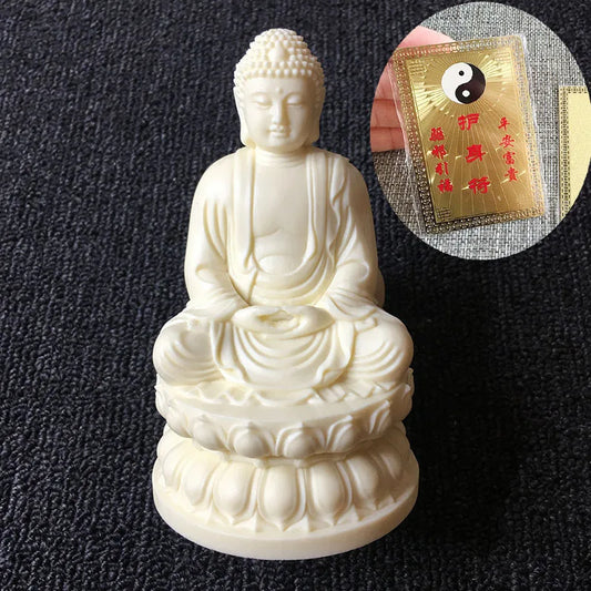 2023 HOME CAR SHOP GOOD talisman Bless safety healthy Sakyamuni buddha statue Sculpture + all powerful gold card Amulet