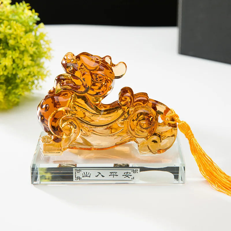 2023 HOME CAR SHOP GOOD talisman bring fortune crystal Dragon PI XIU Mascot Feng Shui statue + GOOD LUCK gold card Amulet